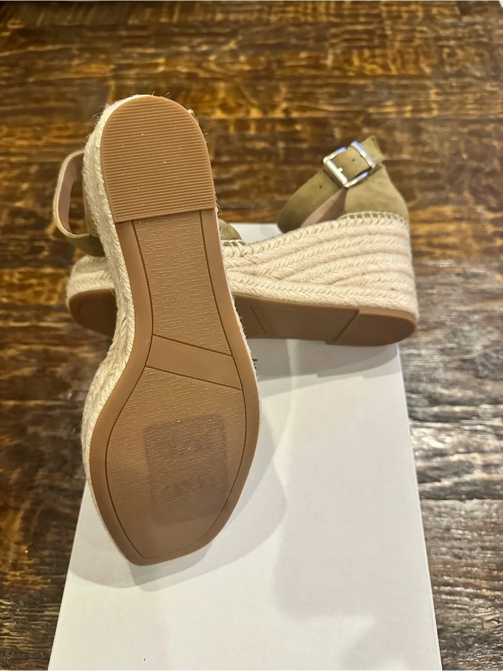 Nordstrom Olive Green Quilted Ankle-Strap Wedge Espadrilles